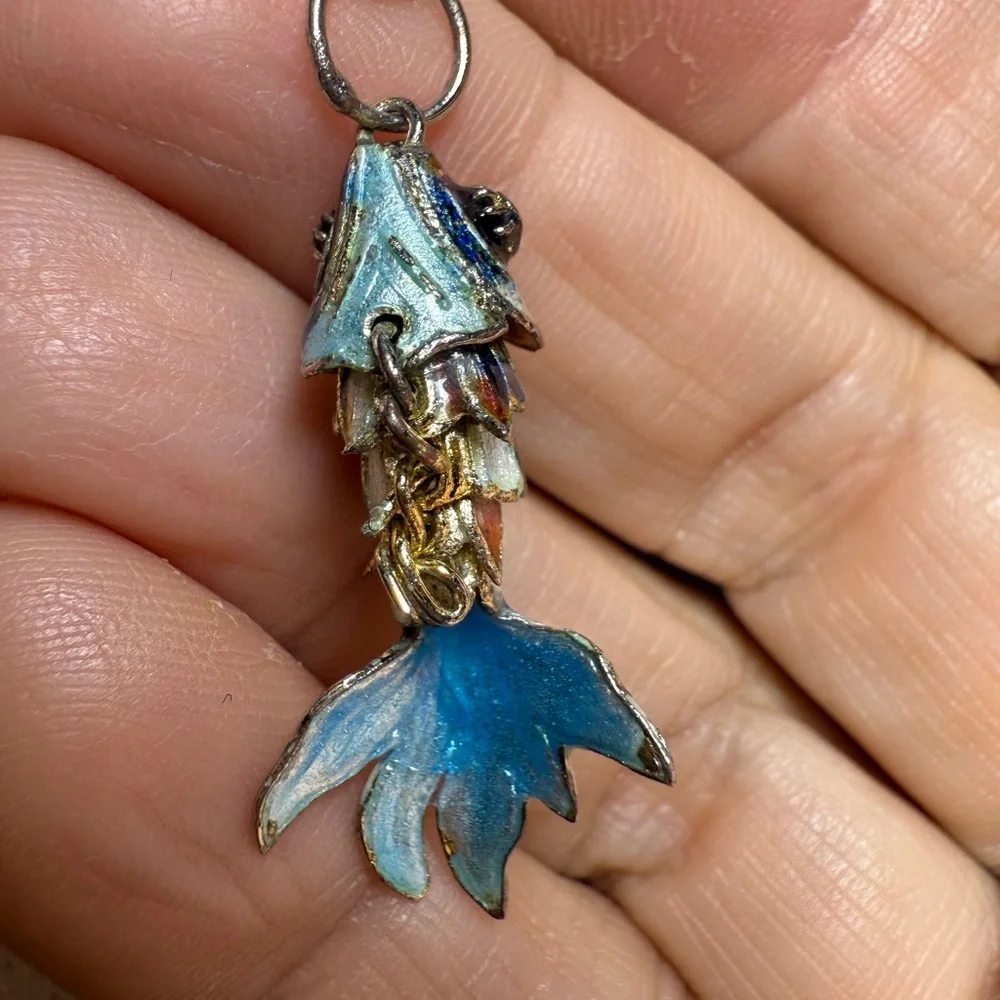 Vintage Koi Fish Pendant | Mixed Metal Fantasy Charm | Artisan St